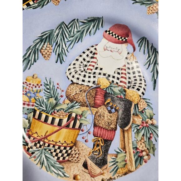 VTG Woodland Santa Plates by Debbie Mumm - Pinecone & Birdhouse Christmas 1998 - Picture 7 of 7